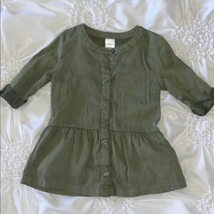 Carter's Green Button Down Shirt with Three-Quarter Sleeves